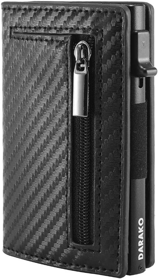 RFID-Blocking Slim Wallet with Quick-Access Card Slide for Men & Women, Genuine Leather & Aluminum Construction with Coin Pocket | Thomler