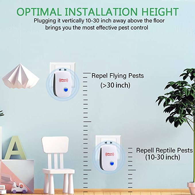 Ultrasonic Pest Repeller for Rodents and Insects – Silent Electronic Device for Home Use – Safe Around Kids and Pets – Covers 800 sq ft | Thomler