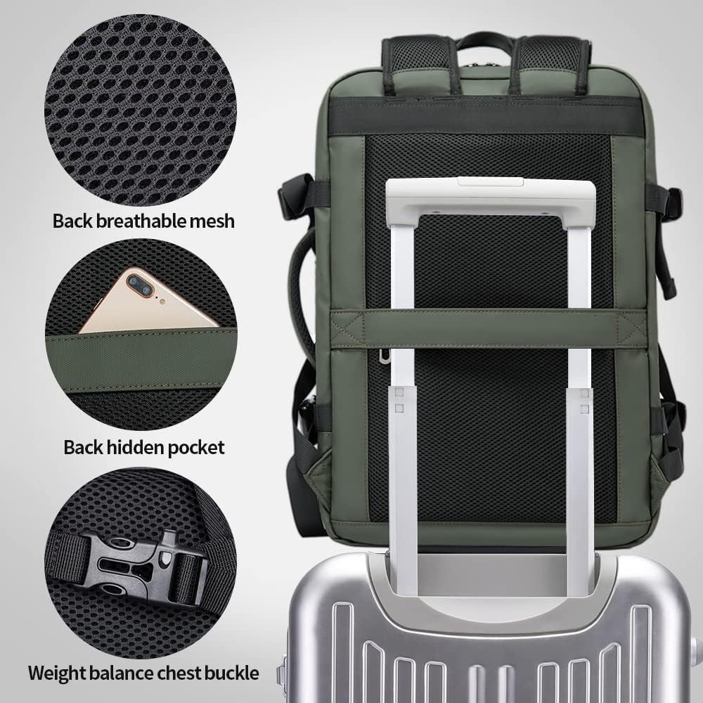 Convertible Carry-On Backpack with Laptop Compartment | Water-Resistant Travel Bag with Duffle Mode | Fits 17-Inch Laptop | Security Pocket | Thomler