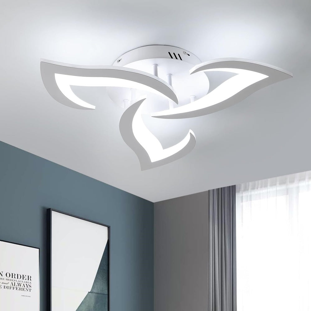 Ceiling Lamp Metal Acrylic 55.0 cm Black LED Living Room Bedroom Flower Design Flush Mount Lighting | Thomler