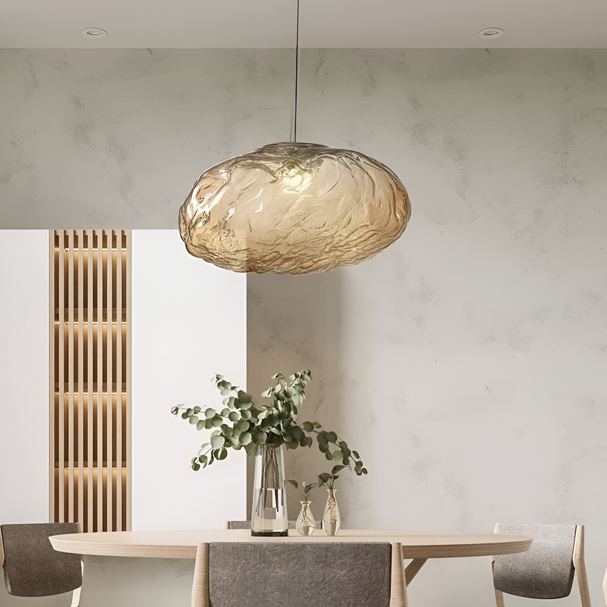 Pendant Light Glass Cloud 15.7 in Amber Dining Room Kitchen Island Hanging Ceiling Lamp Minimalist Nordic Artistic Fixture | Thomler