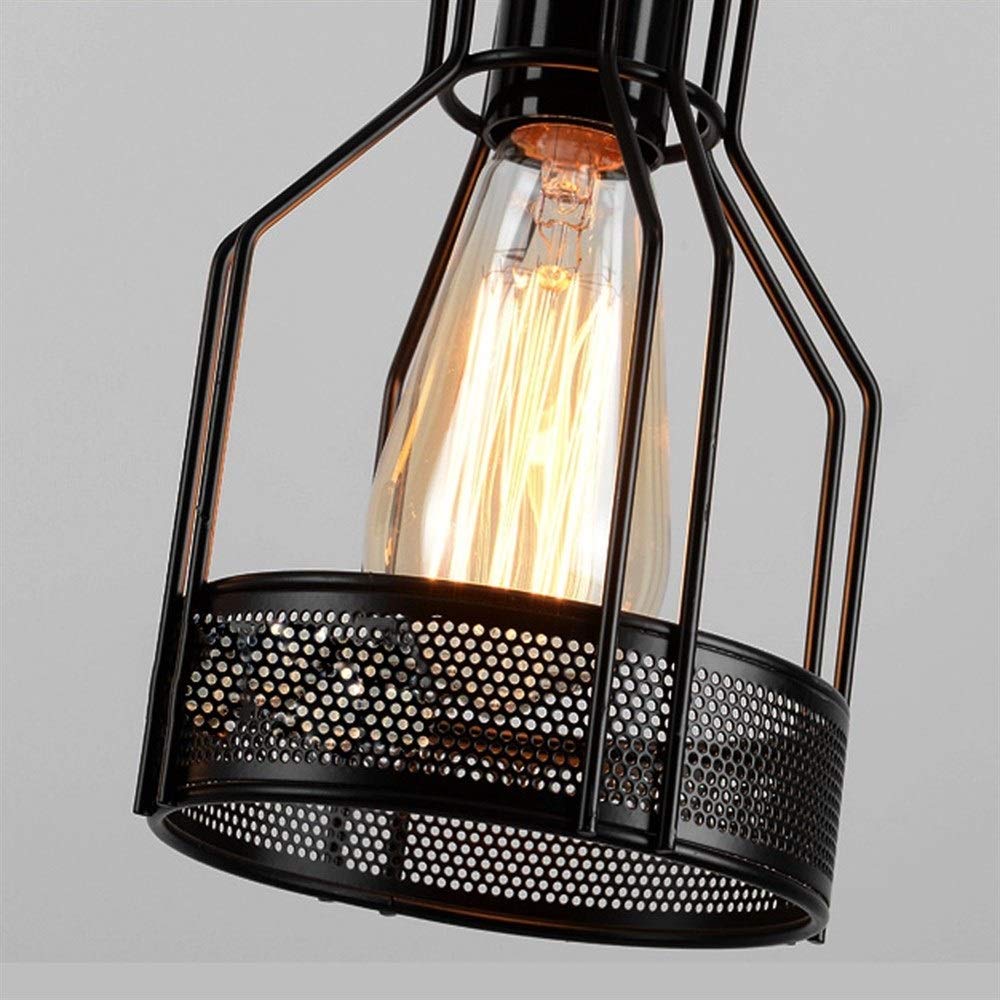 Metal Cage Pendant Light with Rope Accents – Adjustable Industrial Chandelier for Kitchen Island, Dining Room & Bar – E27 Socket | Thomler