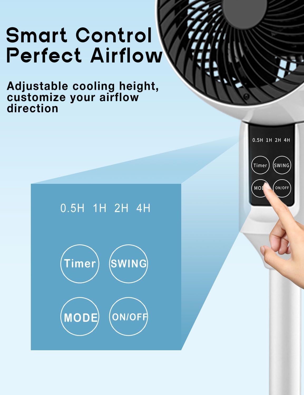 Height-Adjustable Pedestal Fan with 3D Oscillation – Quiet Cooling for Bedroom, Office & Living Room | Thomler