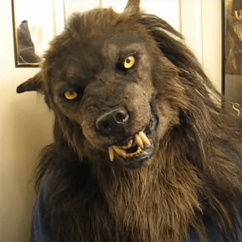 Lifelike Werewolf Mask with Faux Fur for Adults | Full Head Silicone Wolf Costume Mask | Halloween Party, Cosplay & Costume Events | Thomler