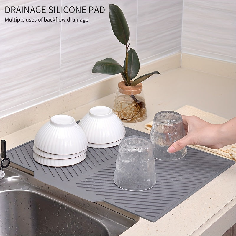 Silicone Drying Mat for Kitchen Counter – Heat Resistant, Non-Slip Dish Drainer Pad for Dishes, Glasses, Cookware | Dishwasher Safe | Thomler