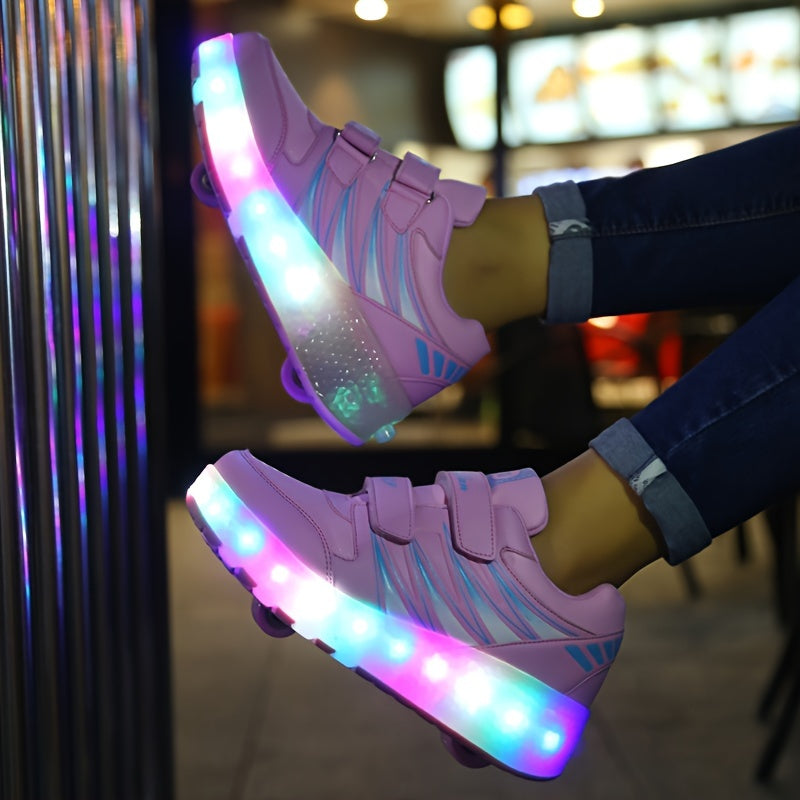 LED Light-Up Roller Sneakers for Kids | Detachable Wheels | Fun Glow Shoes for Girls & Boys | Thomler