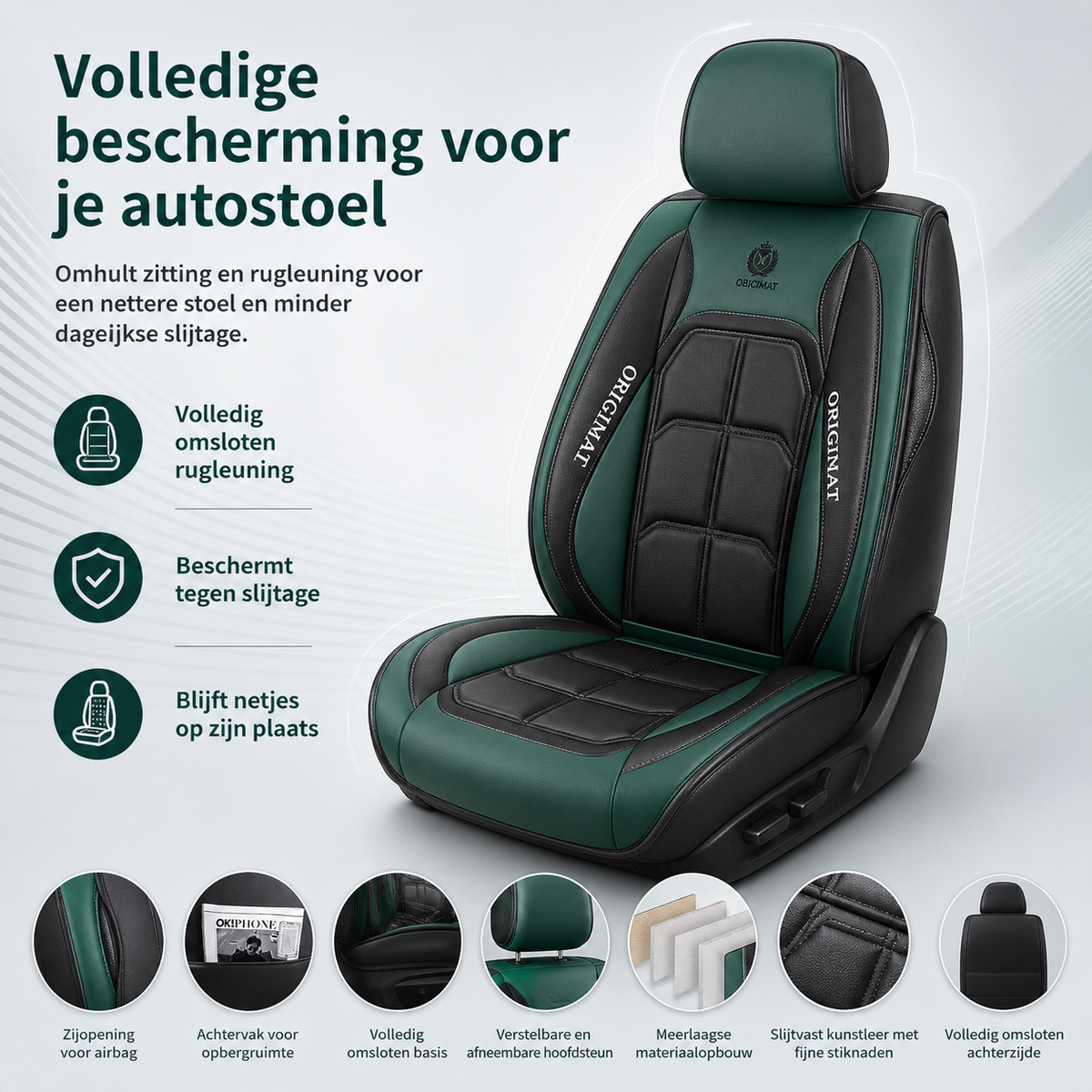 Padded Car Seat Protector Set – 11-Piece Full Coverage with Back Pocket & Airbag Cutout | Thomler