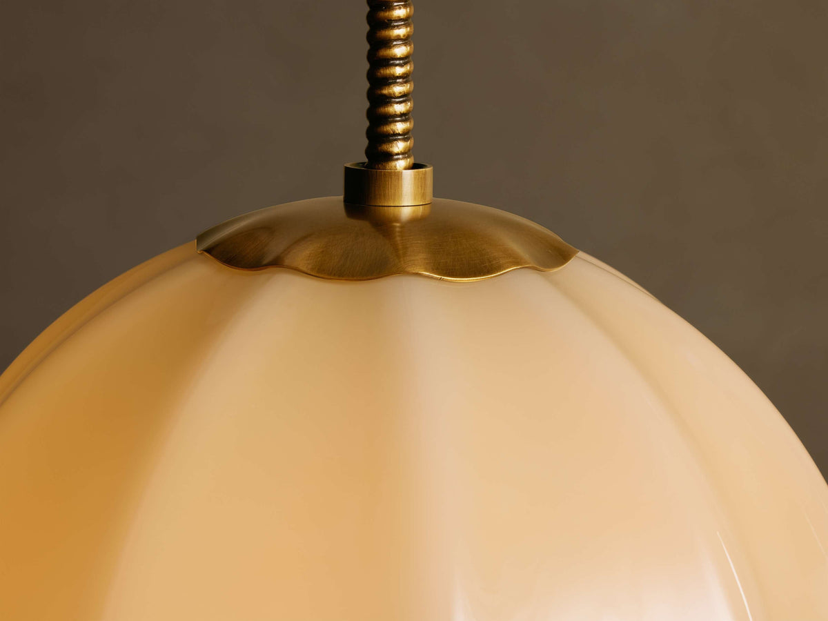 Spherical Glass Ceiling Light Fixture Cream Panel Shade Brass 12 16 20 Inch Hanging Lamp for Dining Room Kitchen Island Living Room | Thomler