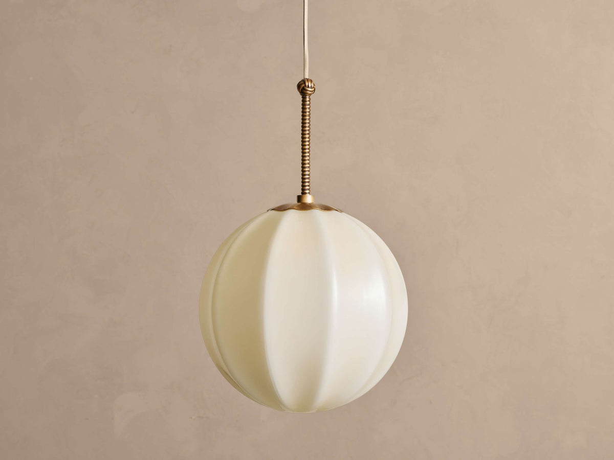 Spherical Glass Ceiling Light Fixture Cream Panel Shade Brass 12 16 20 Inch Hanging Lamp for Dining Room Kitchen Island Living Room | Thomler