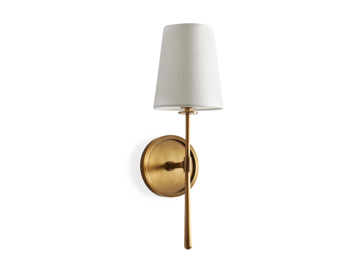 Textured Linen Shade Wall Sconce – Hardwired Single Light Fixture for Living Room, Bathroom & Office – Tapered Torch Design | Thomler