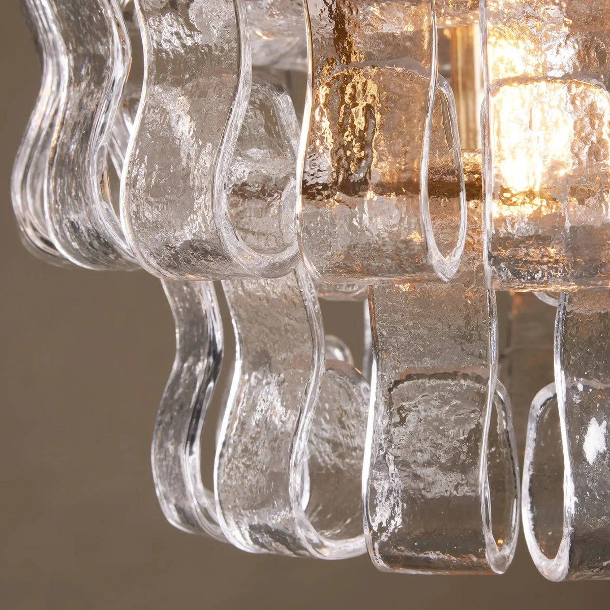 Curved Textured Glass Pendant Light with Metal Canopy for Dining Room Kitchen Island | Thomler