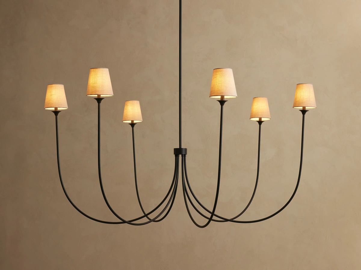 Round Multi-Arm Chandelier with Fabric Shades – Metal Frame – Adjustable Height – 3 Sizes – Dimmable – for Dining Room, Living Room, Foyer | Thomler