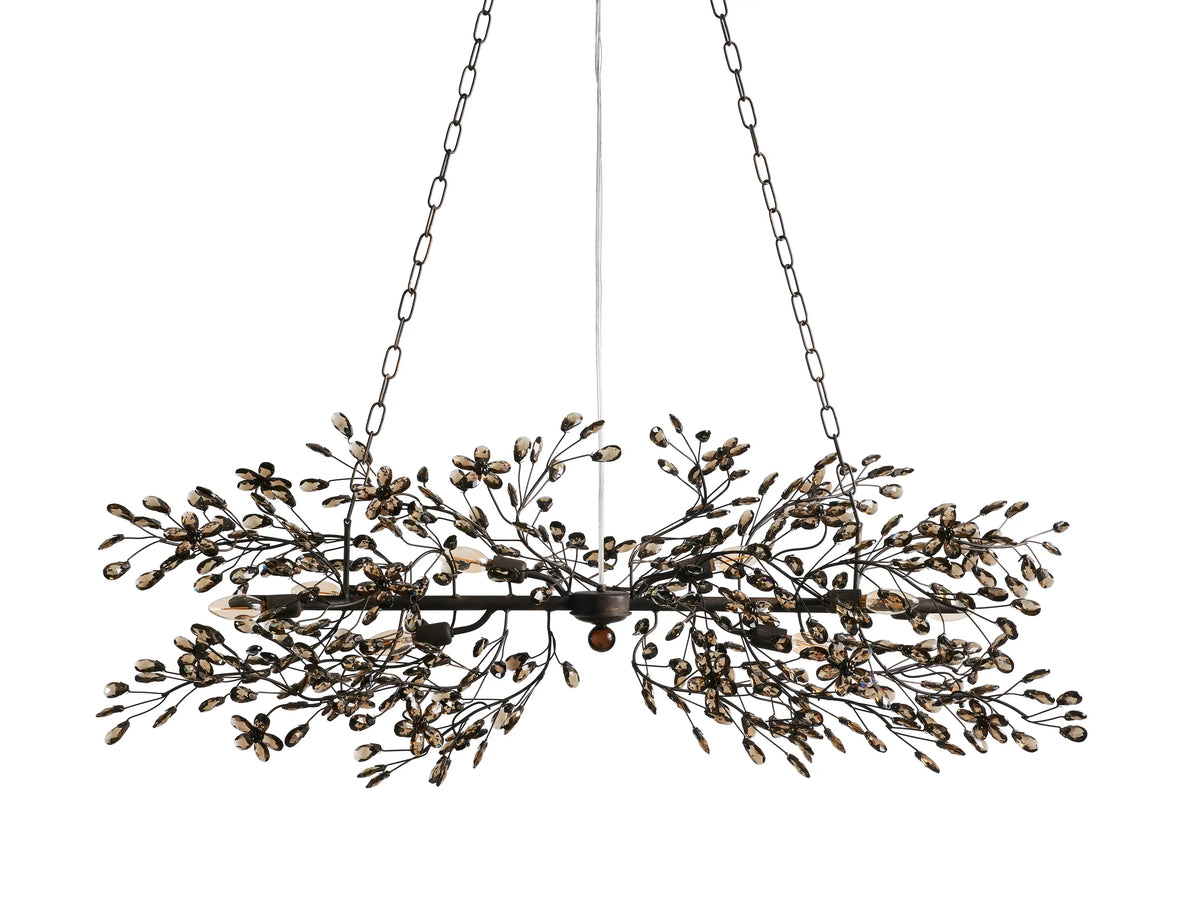 Crystal Branch Chandelier 8-10 Light Linear Fixture for Dining Room Gold Silver Bronze Finish | Thomler