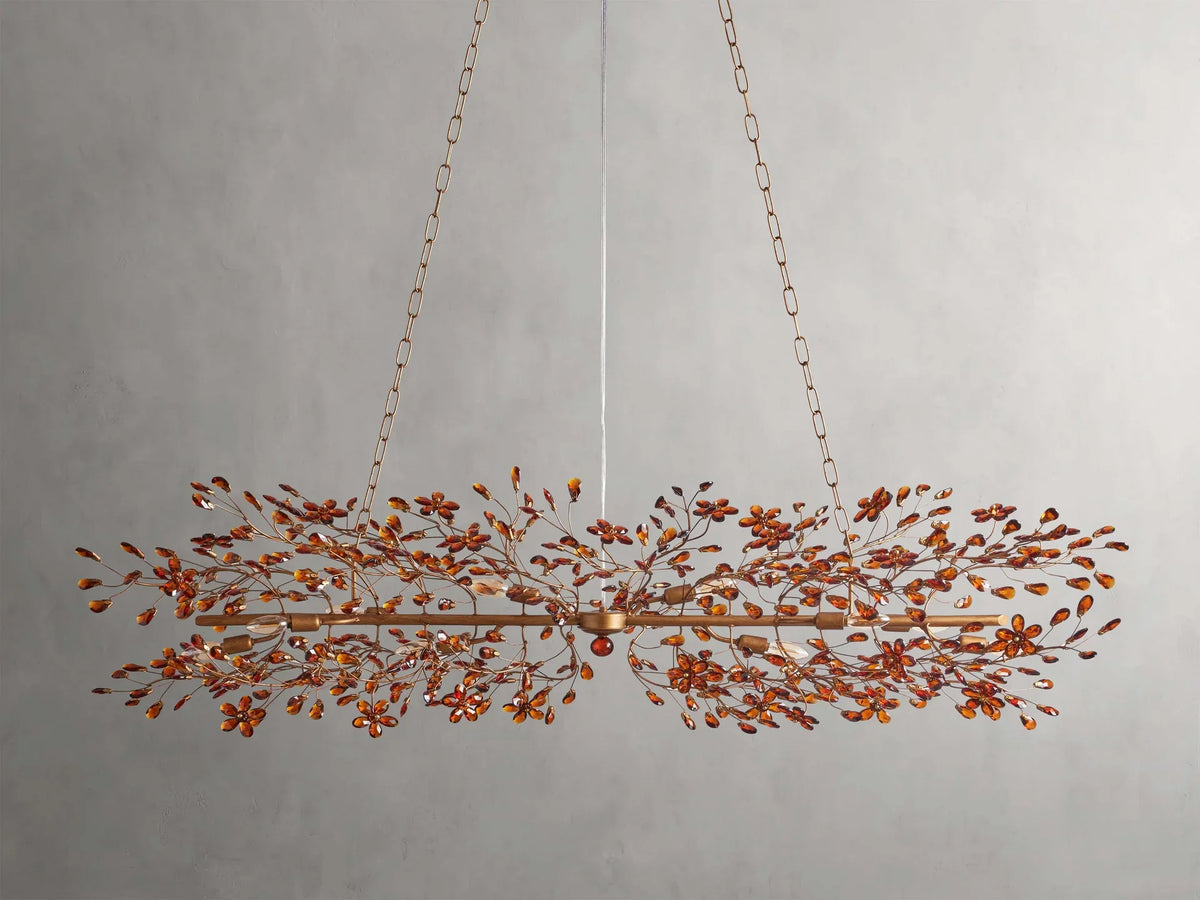 Crystal Branch Chandelier 8-10 Light Linear Fixture for Dining Room Gold Silver Bronze Finish | Thomler
