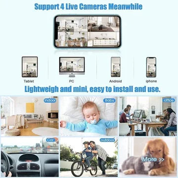 Compact WiFi Security Camera 1080P HD Night Vision Two-Way Audio Motion Detection Magnetic Mount for Home Baby Monitor Indoor Outdoor Wirele | Thomler