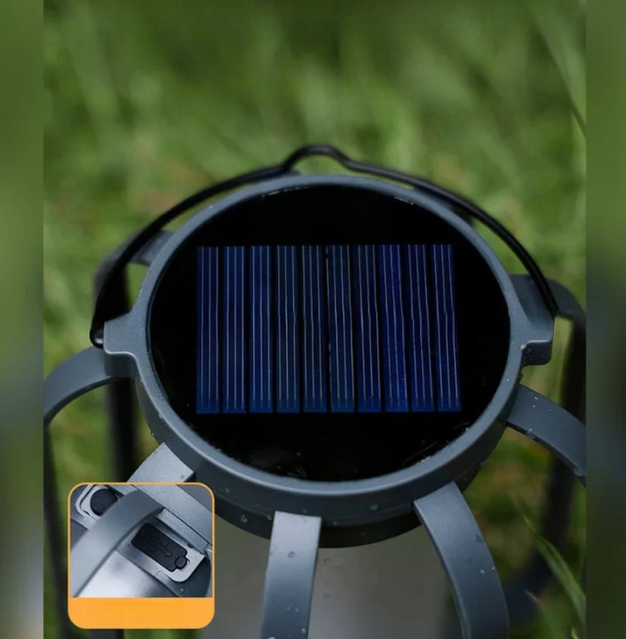 Solar Lantern ABS Plastic 12.0 cm Warm Flame Garden Path Patio Ambient Light USB C Rechargeable Outdoor Decorative Lighting | Thomler
