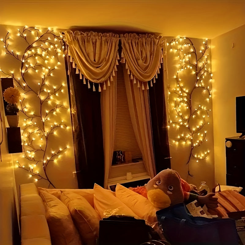 Twig Branch Wall Light with 96 Warm LEDs – USB Powered Ambient Decorative Glow for Living Spaces | Thomler