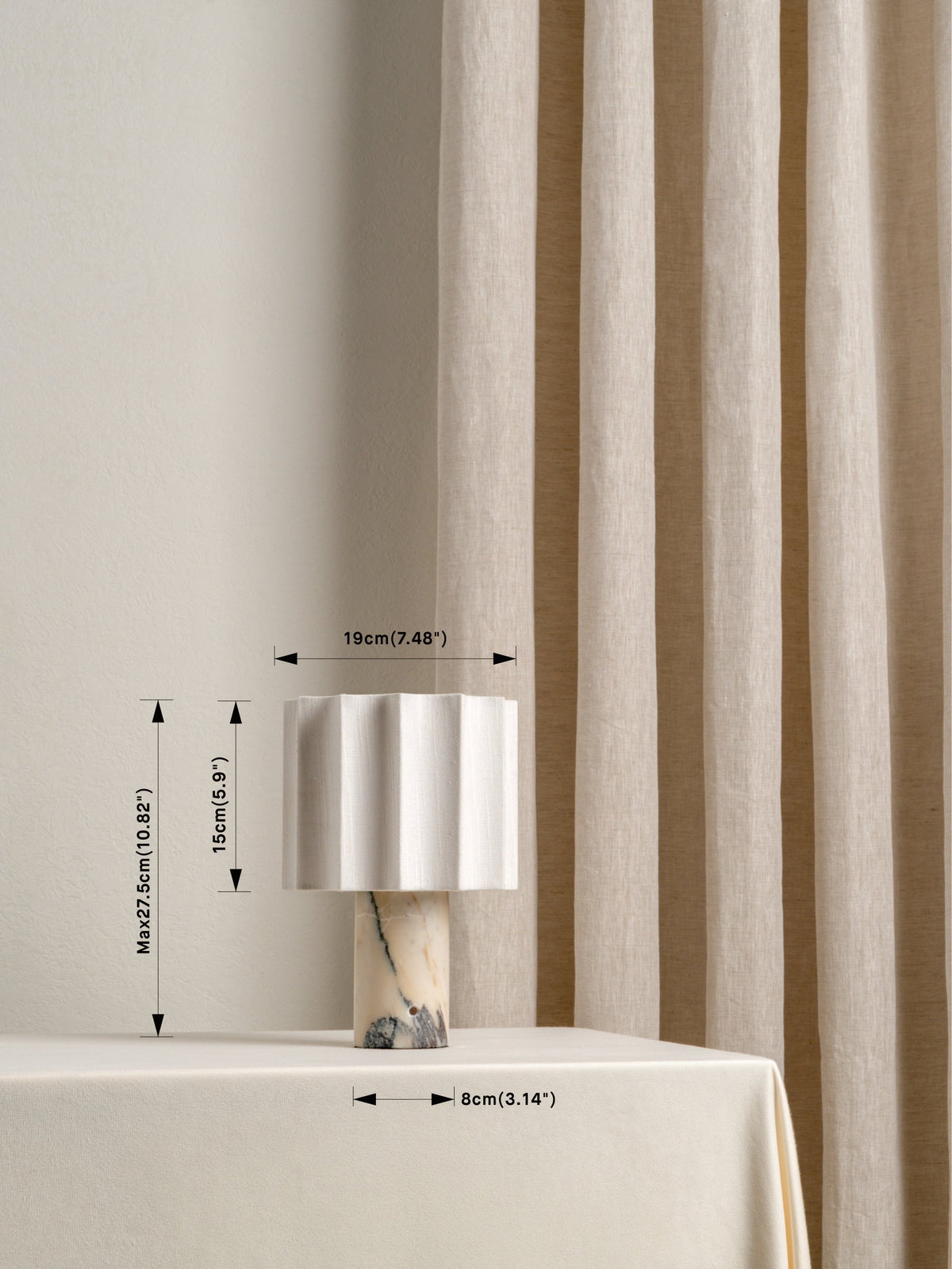 Battery-Powered LED Accent Light with Stone Base and Fabric Diffuser for Tabletops | Thomler