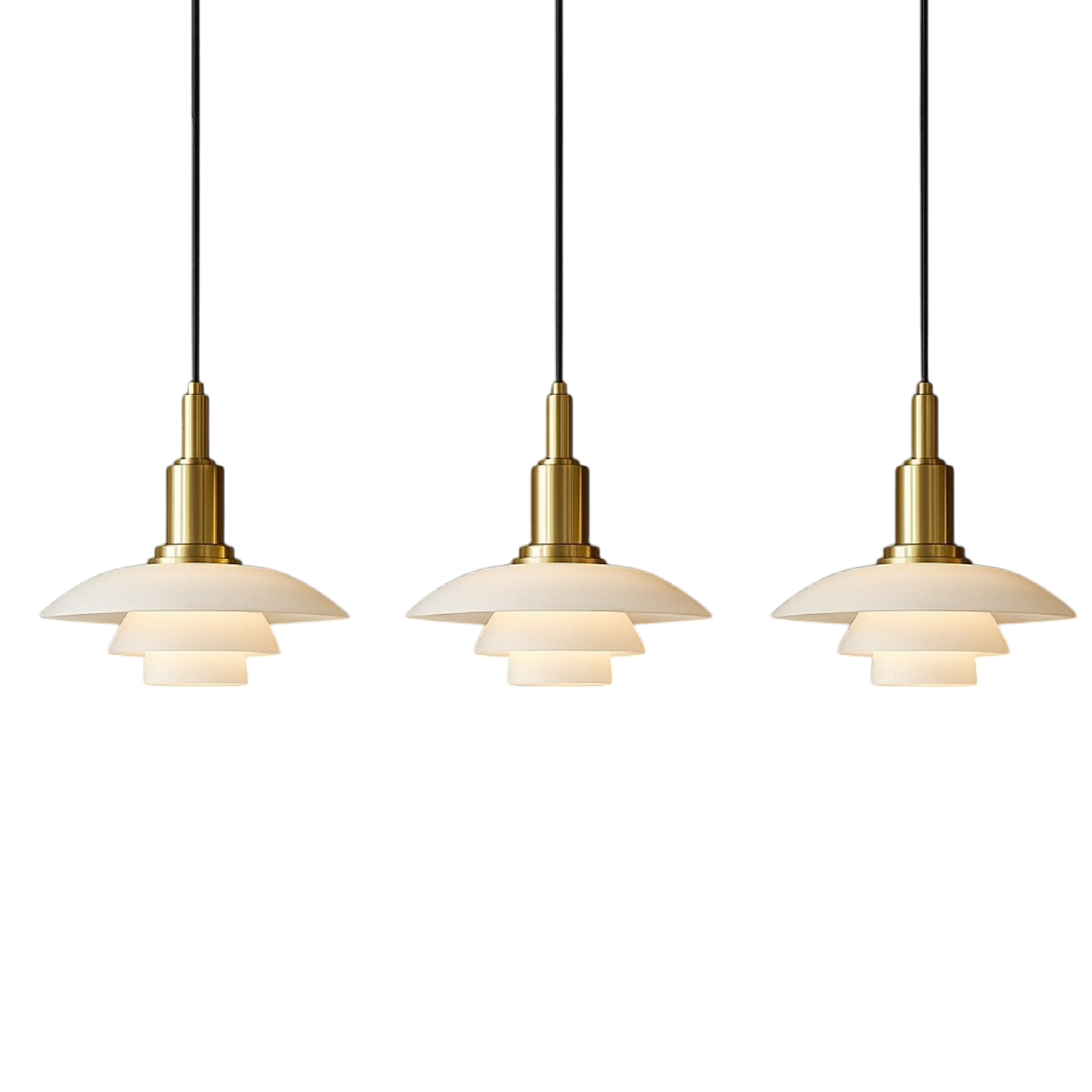 Pendant Light Glass Metal 28.0 cm Dome Gold Dining Room Kitchen Island Adjustable 2-3 Heads | Thomler