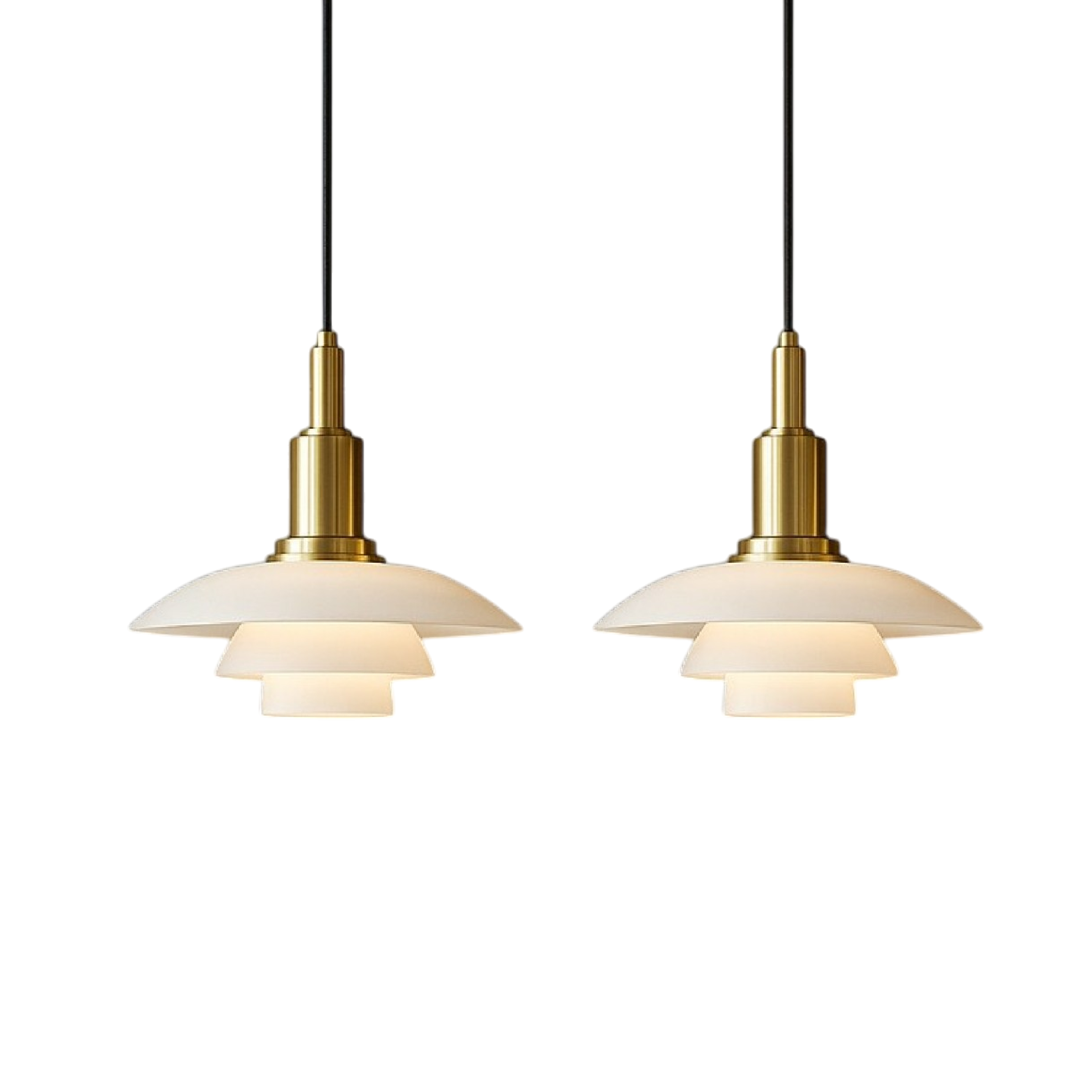 Pendant Light Glass Metal 28.0 cm Dome Gold Dining Room Kitchen Island Adjustable 2-3 Heads | Thomler