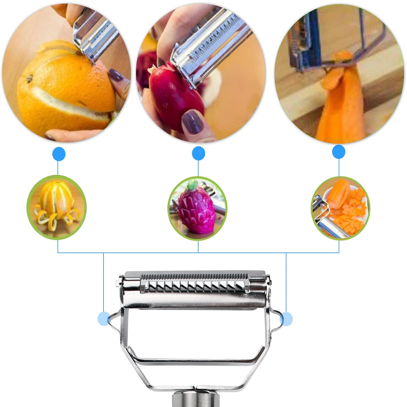 Dual-Blade Vegetable Peeler with Julienne Slicer | Stainless Steel Kitchen Tool for Potatoes Carrots Zucchini Cucumbers Apples | Dishwasher | Thomler