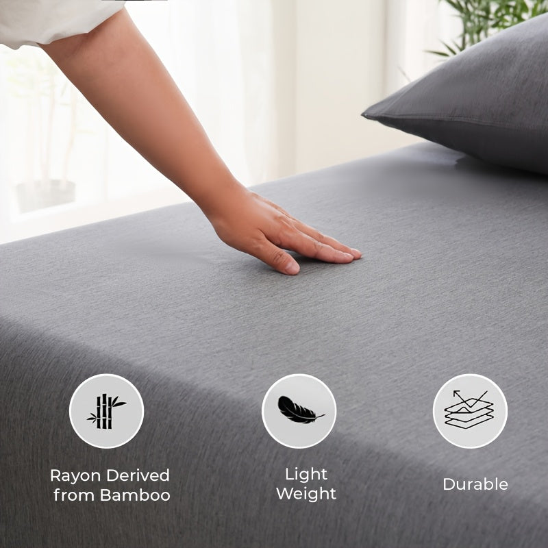 Bamboo Fiber Fitted Sheet Deep Pocket Breathable Cooling Bed Sheet Moisture Wicking Soft Bedding for Summer Twin Full Queen King Cal King | Thomler