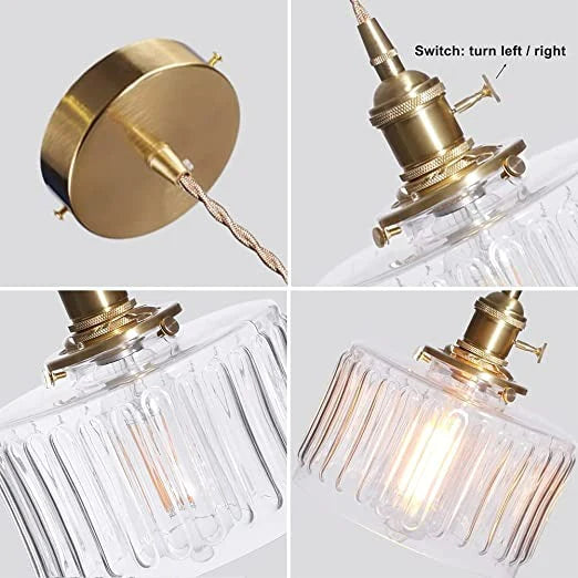 Glass Cylinder Hanging Light Fixture with Height-Adjustable Cord for Dining Room & Kitchen | Thomler