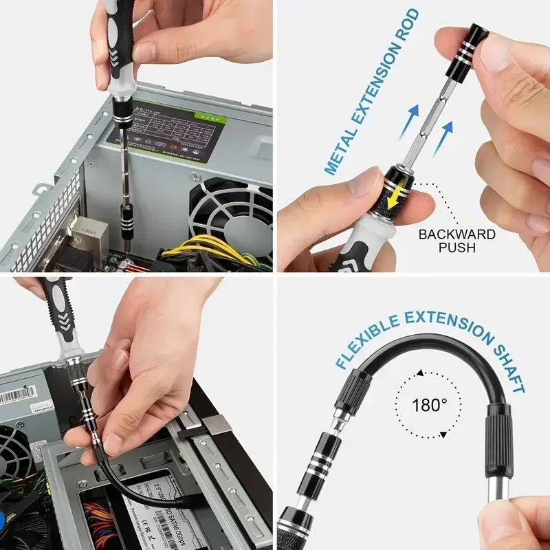 Complete Electronics Repair Toolkit 115 Pieces Professional Driver Bit Set Chromium Vanadium Steel with Magnetic Tips Flexible Extension | Thomler