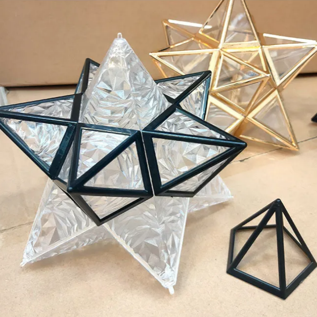 Ceiling Light Metal Star Design E27 20.0 cm Gold Hallway Bedroom Geometric Flush Mount Lighting | Thomler