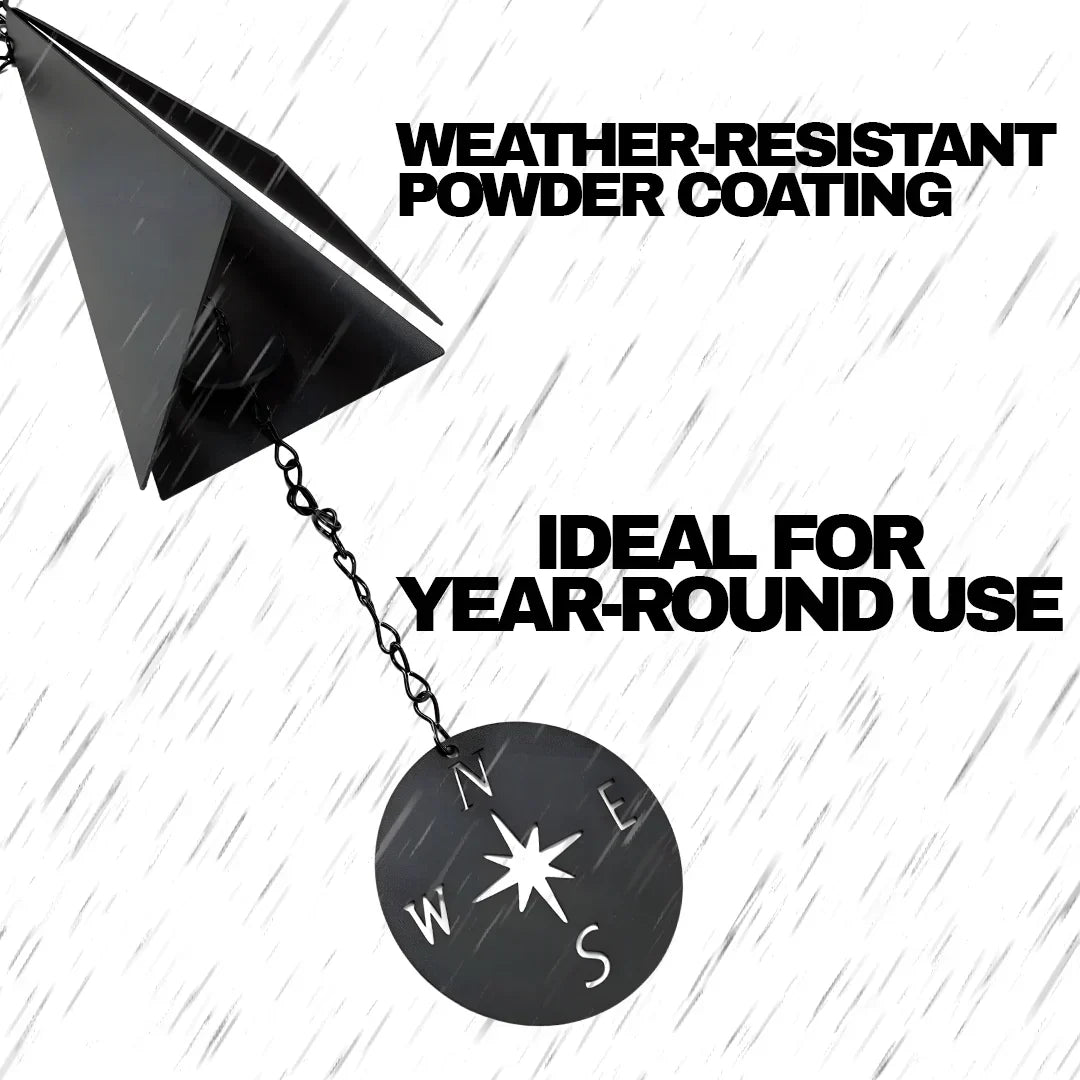 Triangular Steel Garden Bell with Compass Wind Catcher 20-Inch Hanging Chime for Patio Porch Deck Yard Outdoor Décor | Thomler