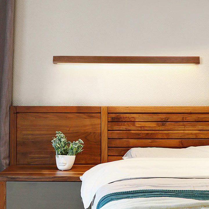 Wall Lamp Wood Linear Integrated LED Warm White Bedroom Bathroom Hallway Lighting Minimalist Scandinavian Sconce | Thomler