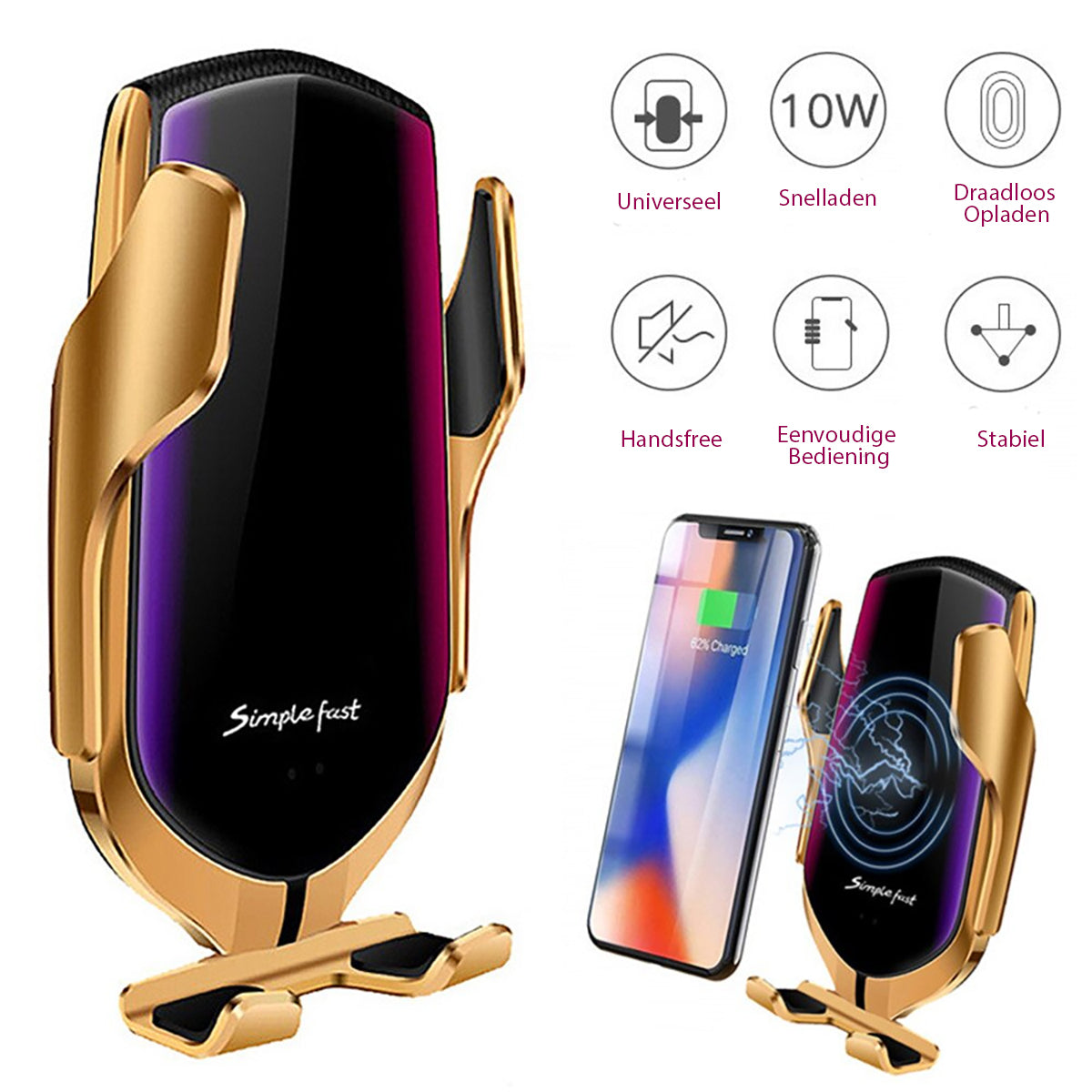 Auto-Grip Wireless Charging Phone Mount for Car Vent - Infrared Sensor, 360° Rotation, Qi Fast Charge Holder | Thomler