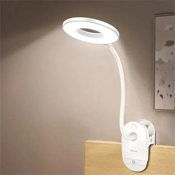 Reading Lamp Plastic 45.0 cm (17.7") Flexible Gooseneck White Bedside Desk Clip On LED Light USB Rechargeable Travel Reading Lamp | Thomler
