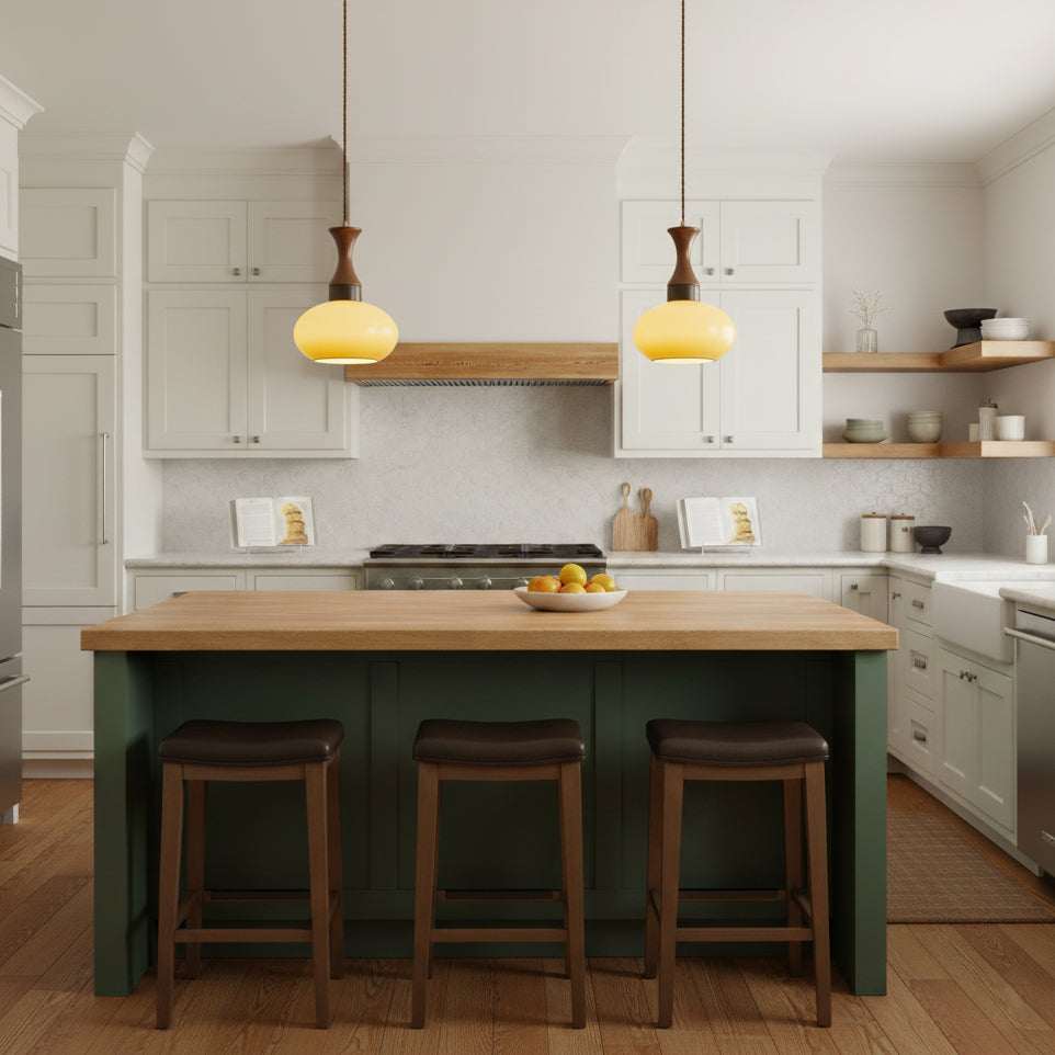 Pendant Light Glass 7 in Brown Dining Room Kitchen Island Ceiling Lamp Adjustable Height | Thomler