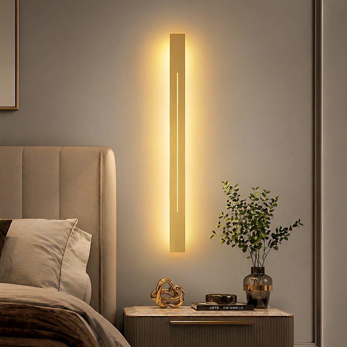 Sleek Linear LED Wall Sconce for Bedroom Living Room Vanity – Iron Acrylic Fixture 24-47 Inch Dimmable Hardwired | Thomler