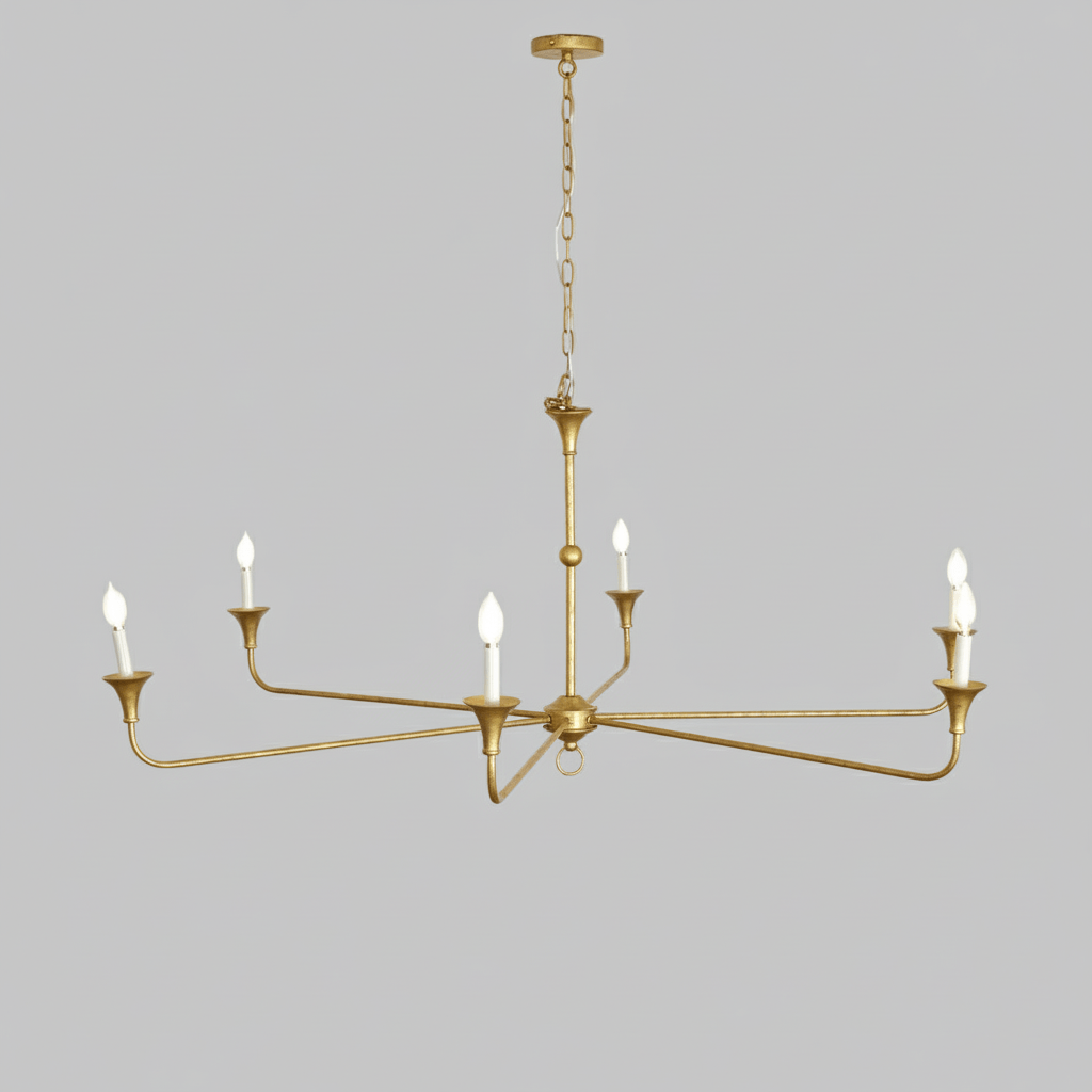 Pendant Light Brass Metal 91.0 cm Dining Room Candle Style Ceiling Chandelier Adjustable Chain E14 Hanging Fixture | Thomler