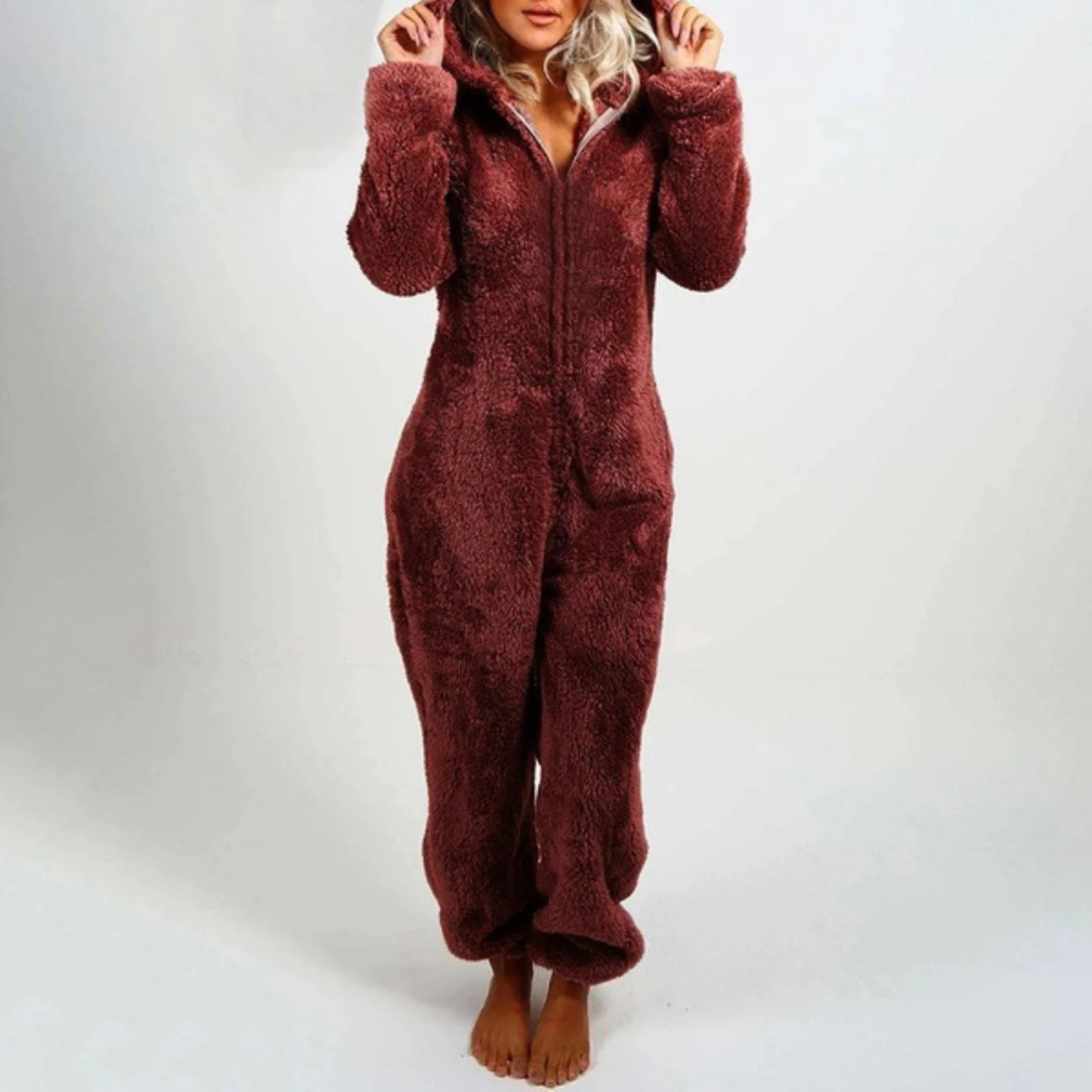 Women's Full-Zip Fleece Onesie Pajama – Plush Loungewear Jumpsuit for Winter Nights, Relaxed Fit Sleepwear for Cold Weather, Cozy Homewear | Thomler