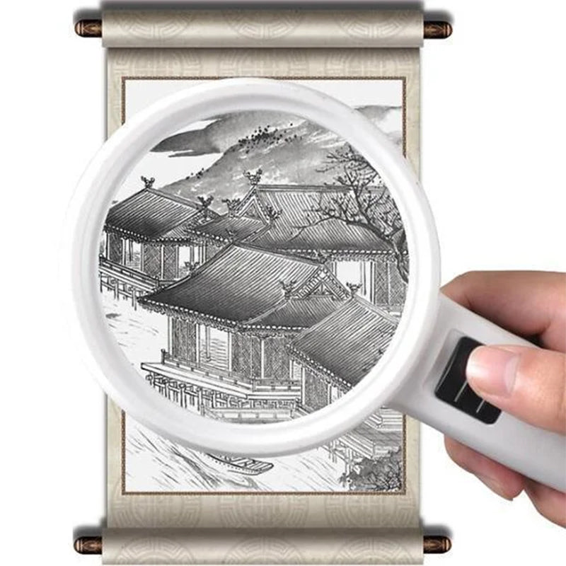 Illuminated Desktop Magnifier with 30X Magnification and 12 LED Lights for Reading Small Print, Labels, Books, Maps, Coins, Jewelry, Hobbies | Thomler