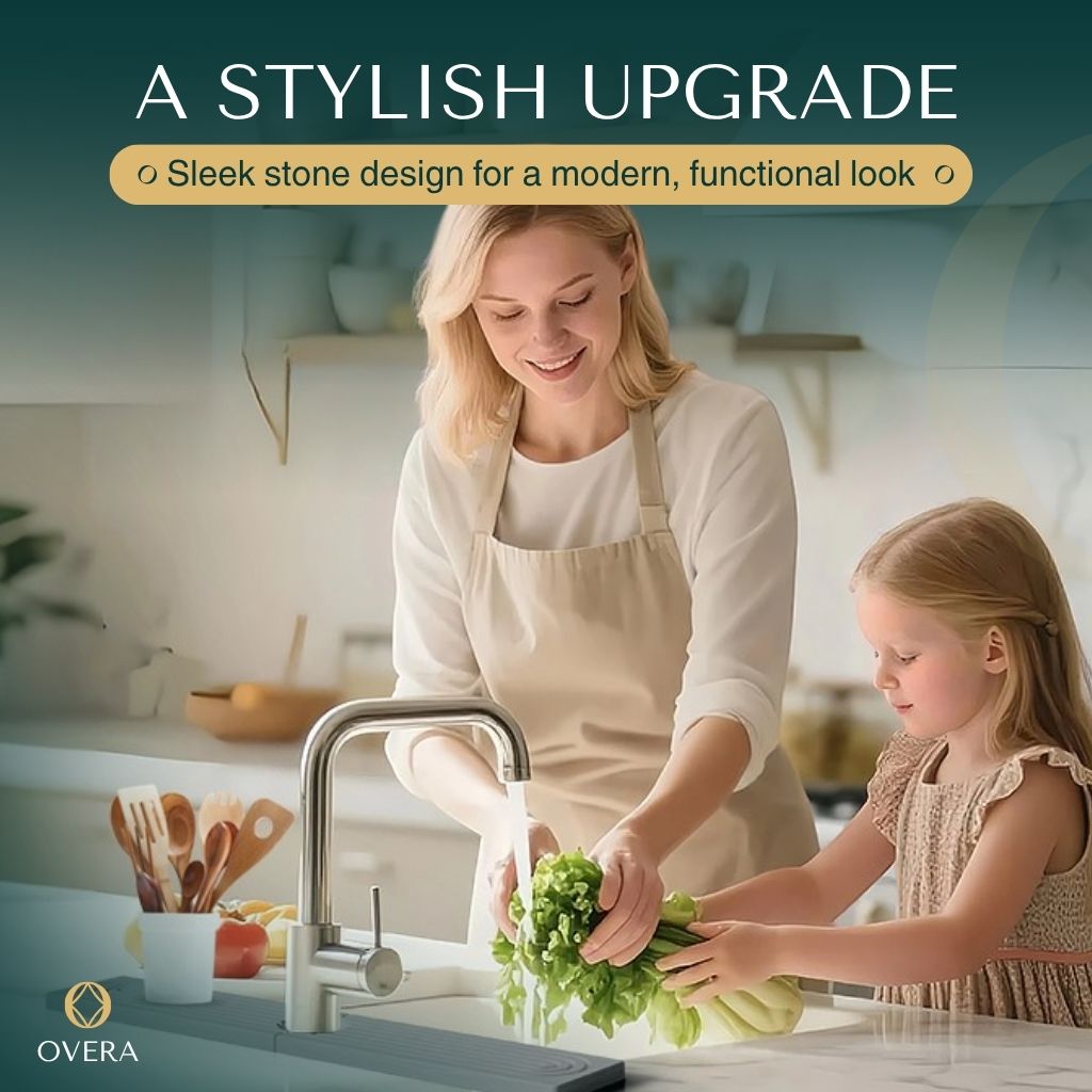 Diatomite Kitchen Sink Mat 23.6 in Fast-Drying Water-Absorbent Counter Protector for Modern Faucet Area Splashguard Drip Tray | Thomler