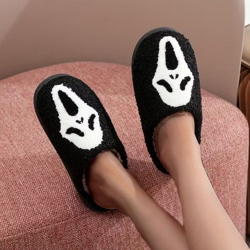Festive Ghost & Jack-O'-Lantern Indoor Slippers for Halloween – Plush Memory Foam Comfort Footwear | Thomler
