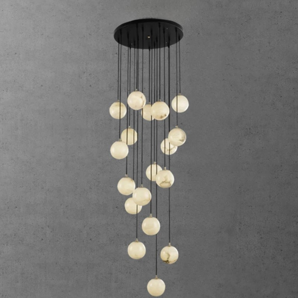 Spiral Globe Chandelier for Staircases and Foyers – Adjustable Drop with 3 to 18 Lights | Thomler