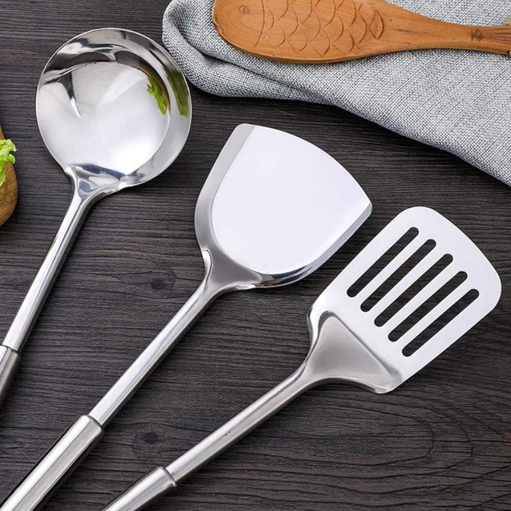 Kitchen Utensil Set Stainless Steel 5-Piece Kit Spatula Ladle Skimmer Tools Heat Resistant Professional Chef Cookware for Home Restaurant | Thomler