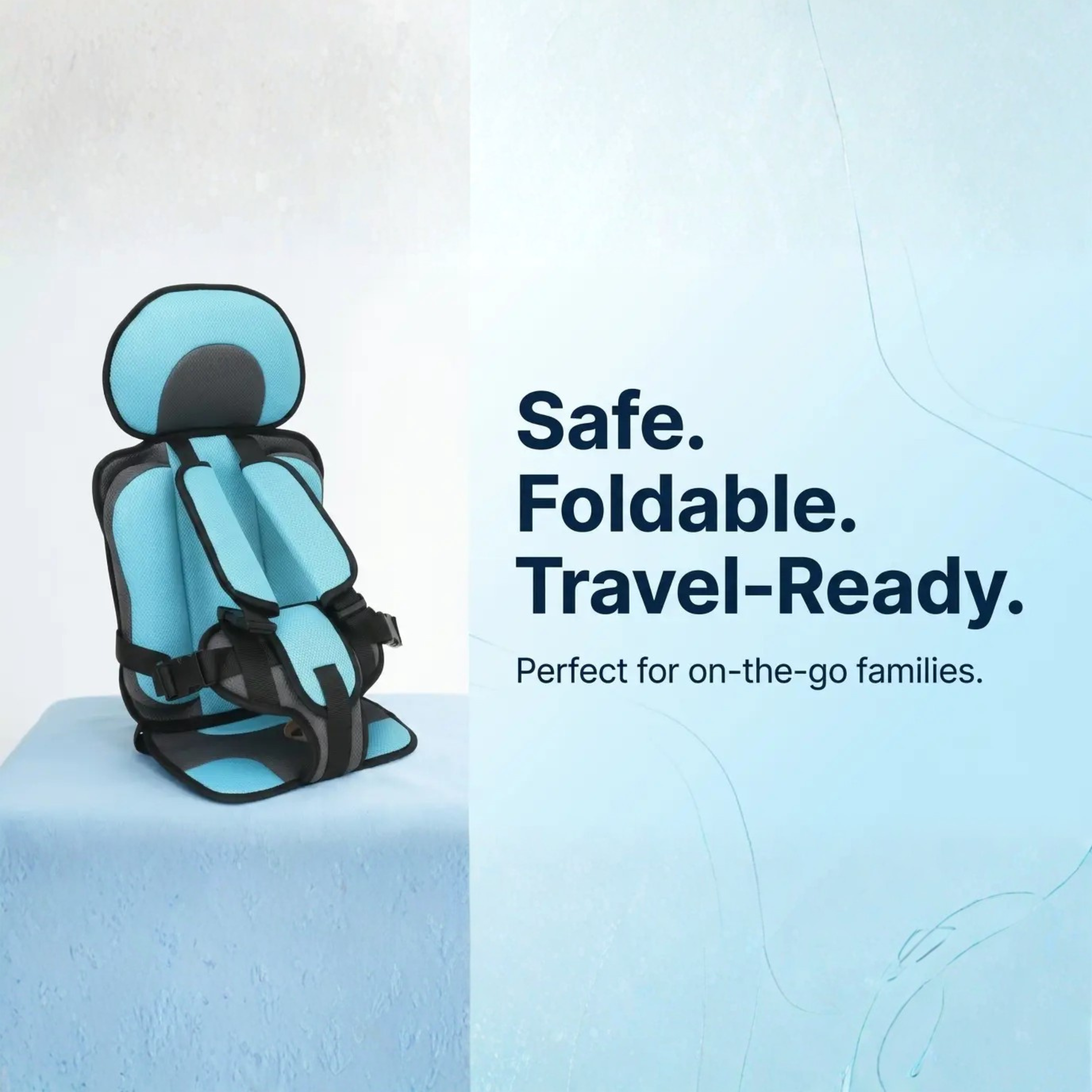 Collapsible Travel Booster Seat with 5-Point Harness for Kids 1-14 Years – Lightweight Car Safety Seat for Rideshares, Rentals & Family Trip | Thomler