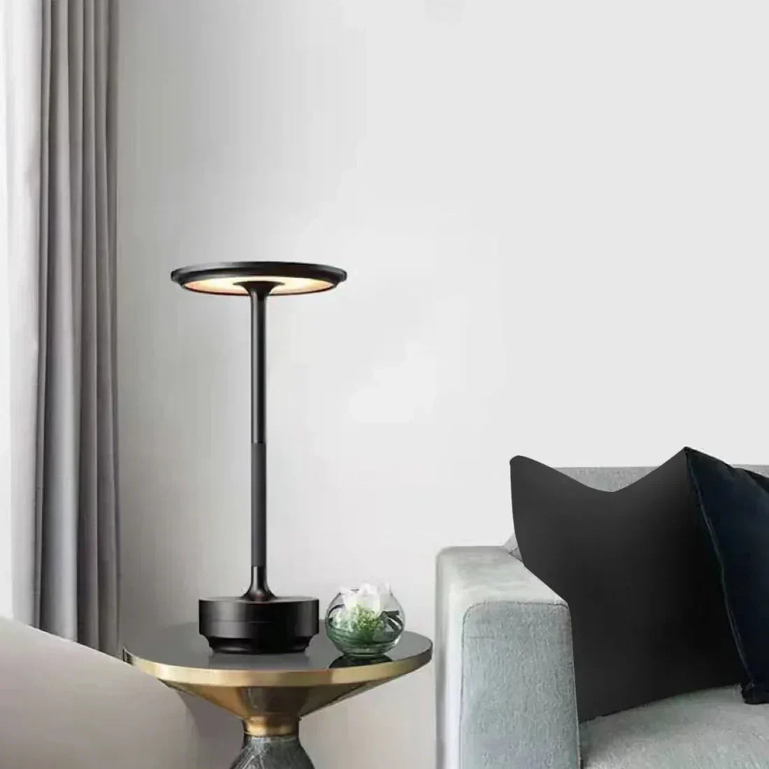 Table Lamp Aluminum 11.2 in Wireless Rechargeable Bedroom Desk Dimmable Touch Portable Ambient Lighting | Thomler
