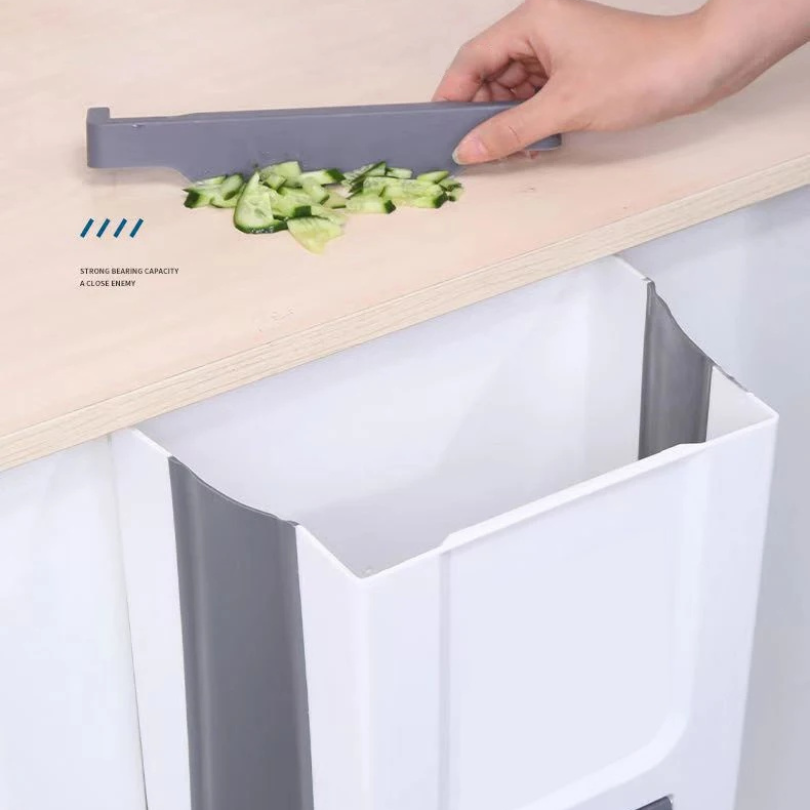 Over-Cabinet Door Waste Bin Organizer – Space-Saving Collapsible Kitchen Trash Holder for Countertop Prep & Cleanup | Thomler