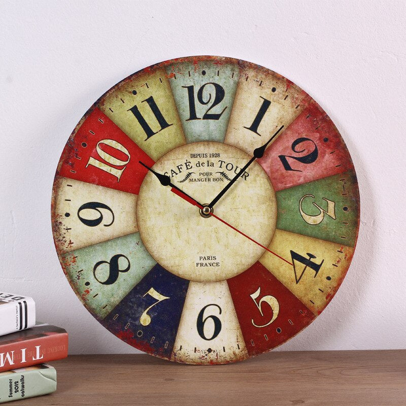 Silent Wood Wall Clock 12-Inch Round Natural Grain Quartz Timepiece for Bedroom Living Room Office Minimalist Nordic Decor | Thomler