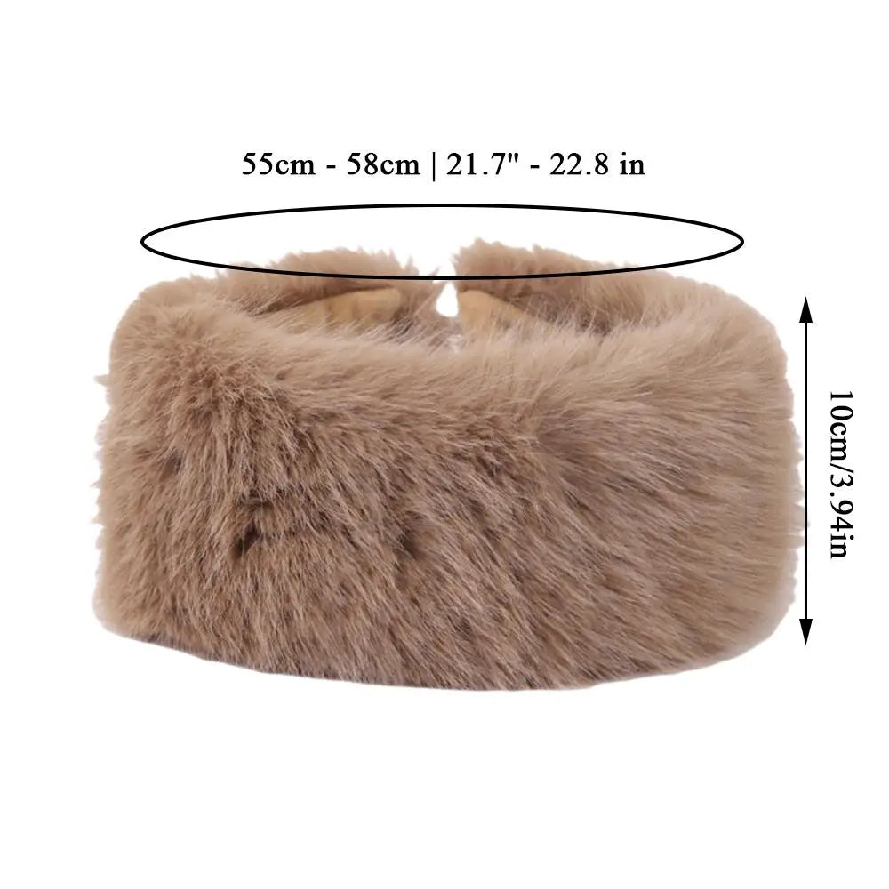 Plush Winter Ear Warmer Band – Soft Vegan Fur Headwrap for Cold Weather, Stretchy Comfort Fit, Multiple Colors, Women's Fashion Accessory | Thomler