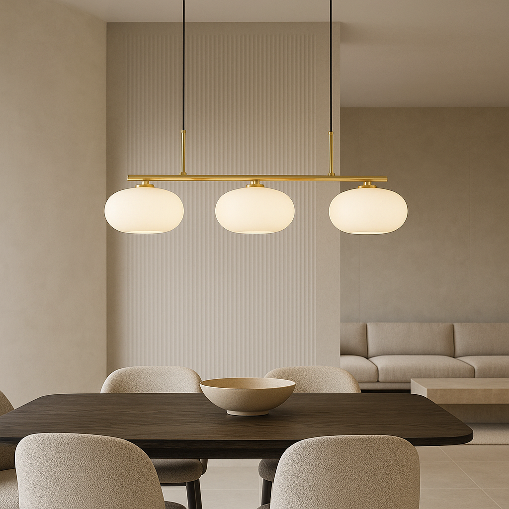 Pendant Light Glass Metal 18.0 cm 3-Head Adjustable Kitchen Island Dining Room Ceiling Lamp | Thomler