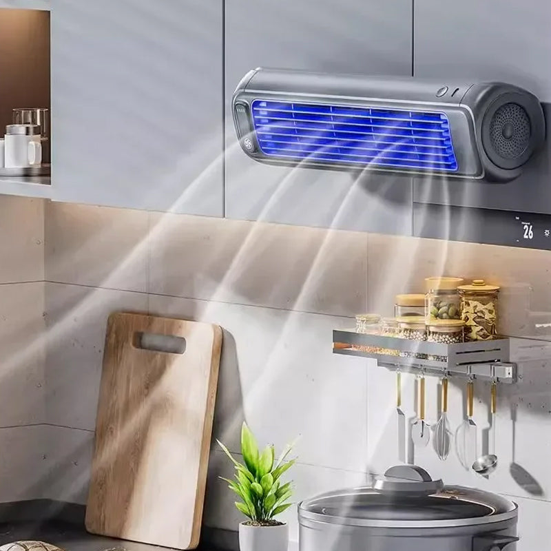 Portable Bladeless Fan Wireless 2000 mAh Compact 31.2 cm Personal Cooling Desk Wall Air Conditioner Black | Thomler