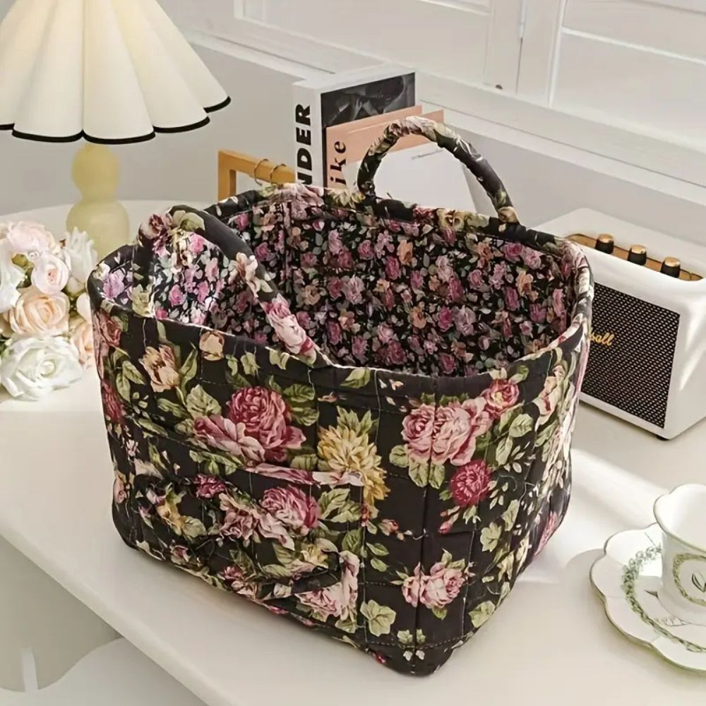 Fabric Storage Bin with Botanical Print – Collapsible Organizer for Closet, Shelf & Dresser – Lightweight Canvas Cube for Shoes, Linens & | Thomler